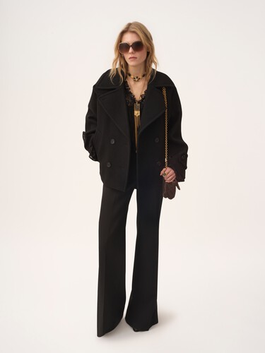 Oversized short coat in wool - 3