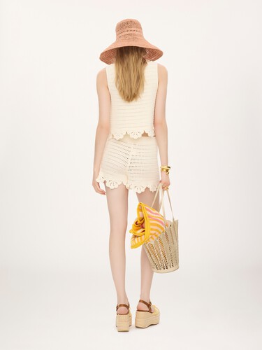 Sleeveless cropped top in crochet knit - 5