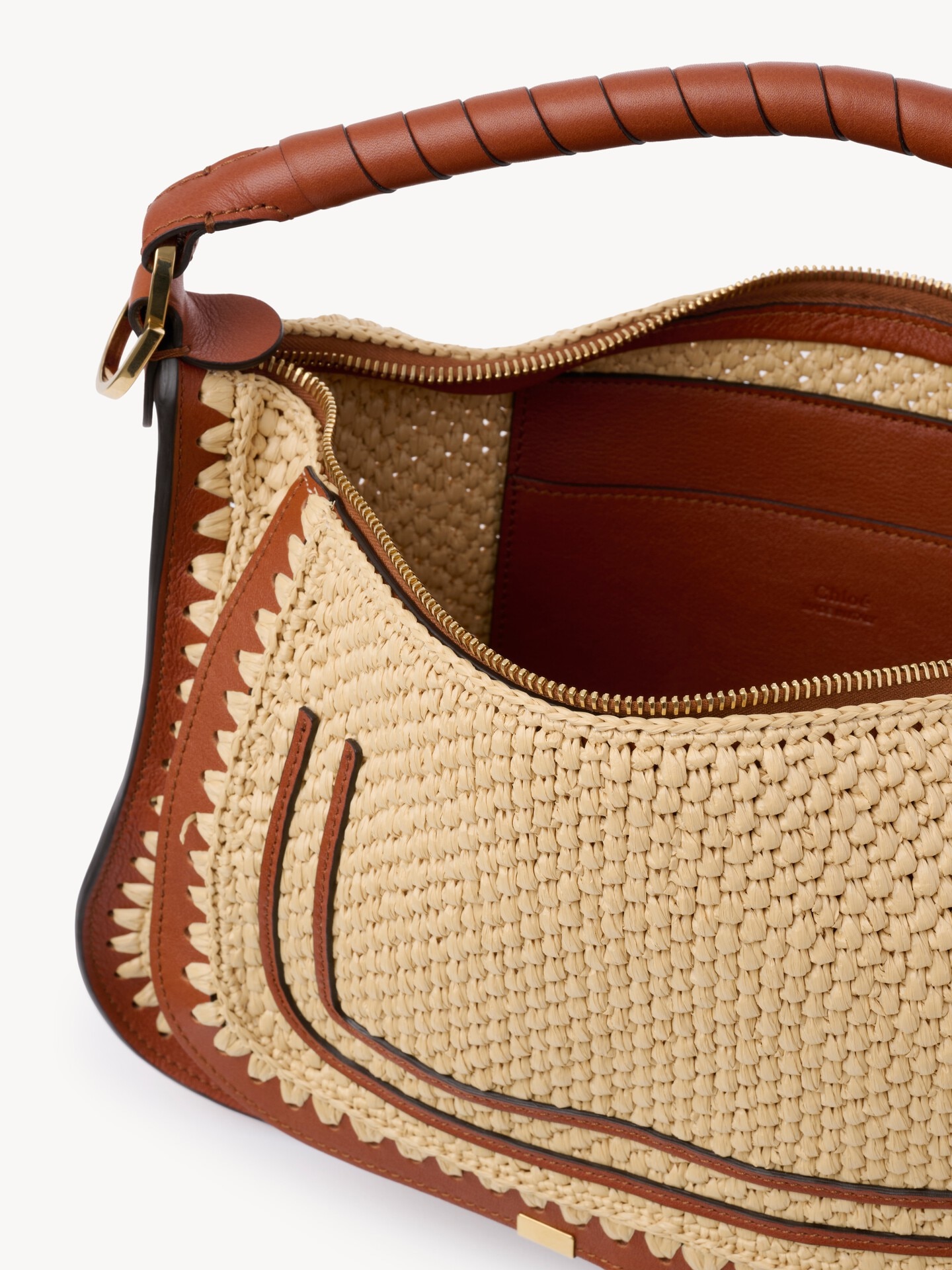 Small Marcie shoulder bag in raffia-effect - 4.0