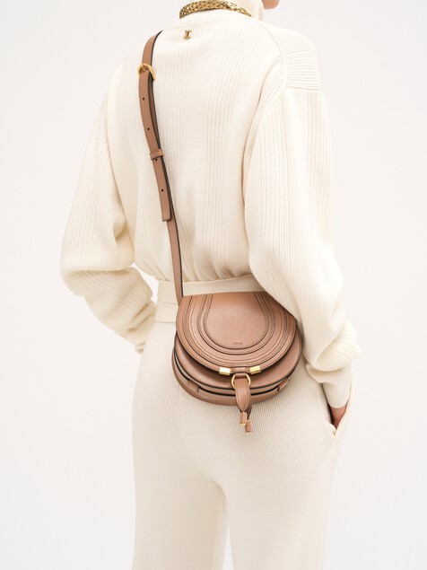 Small Marcie saddle bag in shiny leather