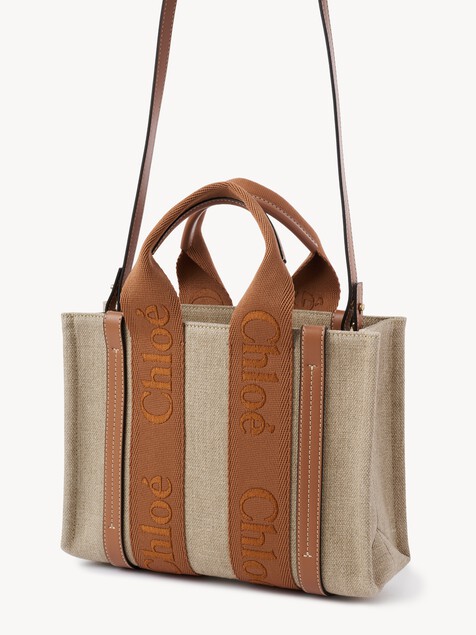 Small Woody tote bag in linen