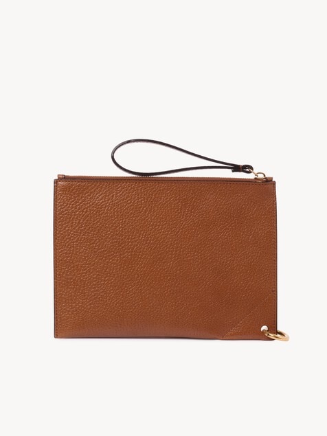 Pochette zipp&eacute;e Chlo&eacute; Spin en cuir grain&eacute;