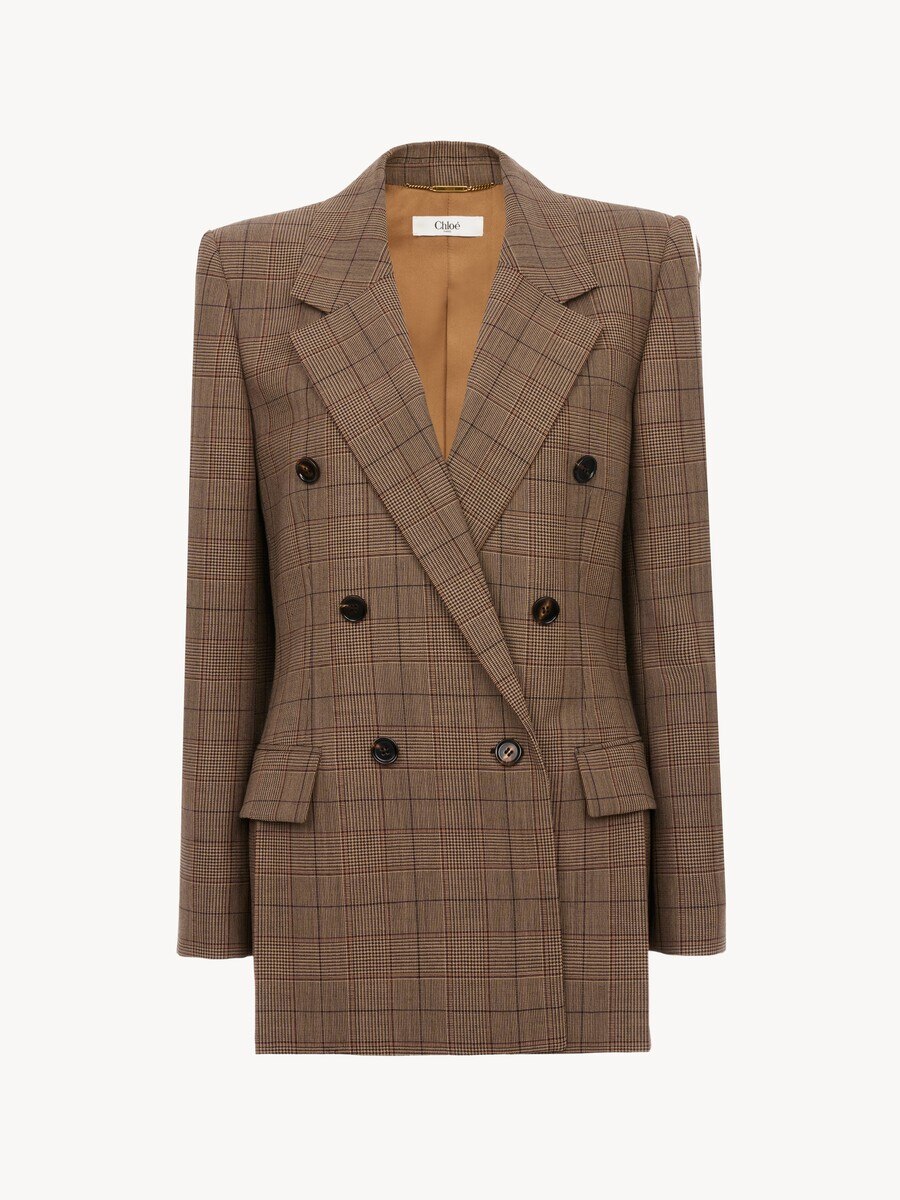Double-breasted tailored jacket in check wool - 2