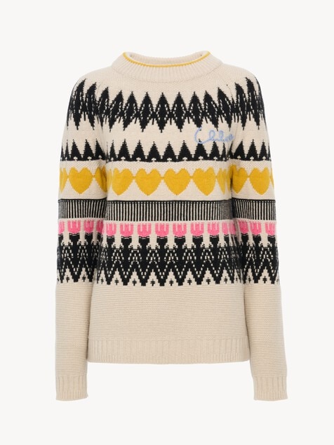 Weit geschnittener Pullover aus Woll-Kaschmir-Strick mit Logo