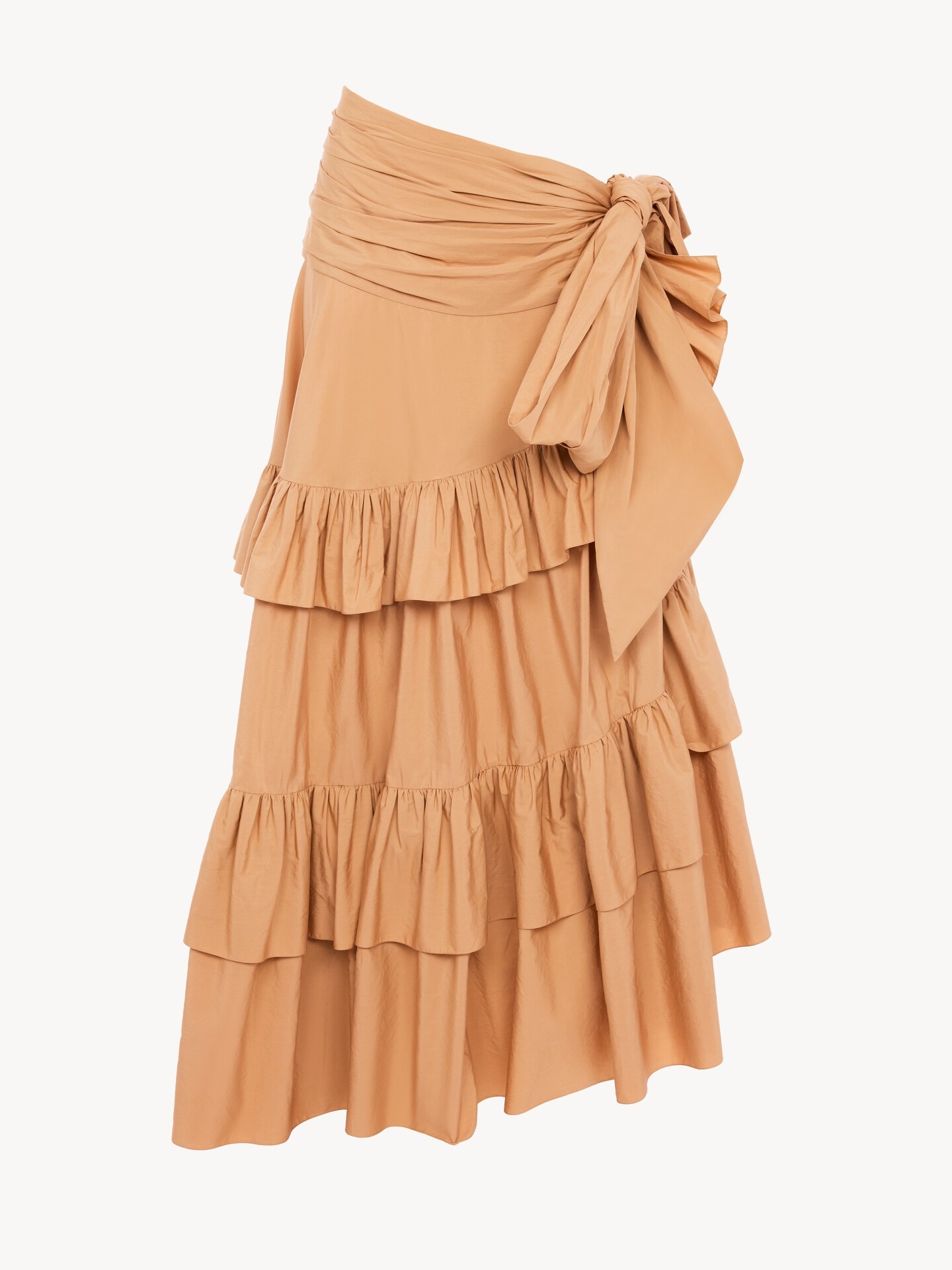 Ruffled long skirt in cotton poplin - 1