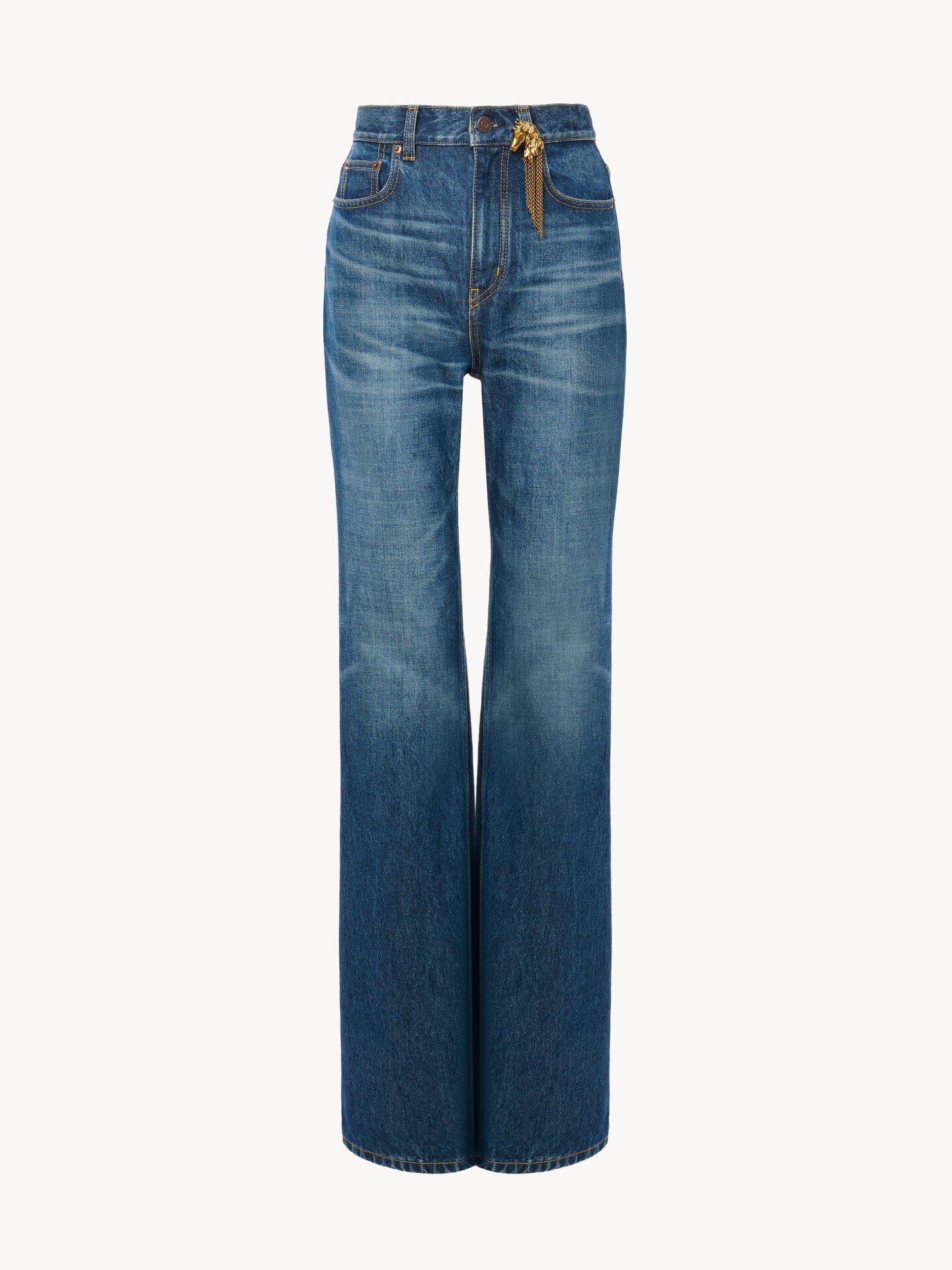 High-rise straight jeans in denim - 2.0
