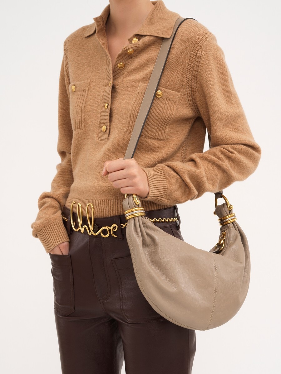Small Bracelet Hobo bag in grained leather - 2