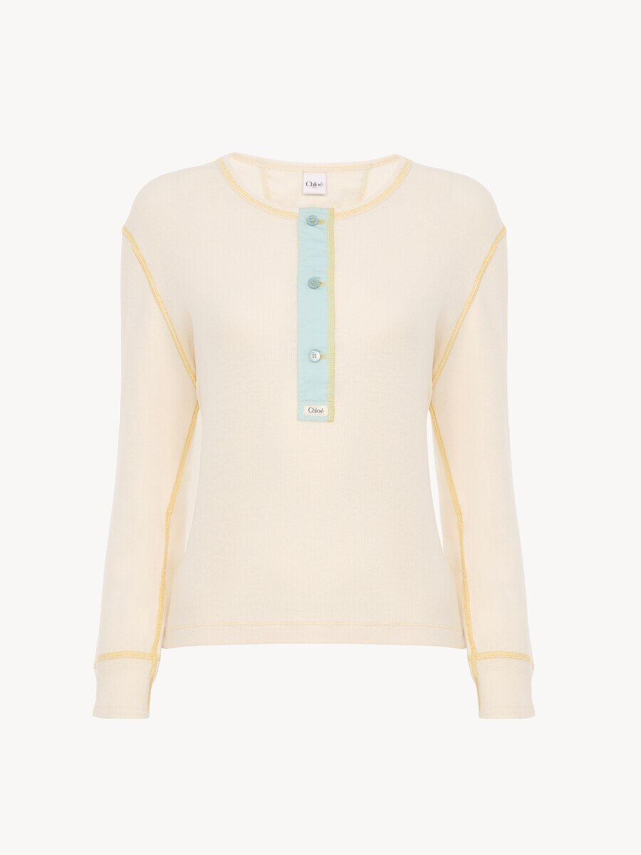 Fitted Henley shirt in cotton jersey - 2