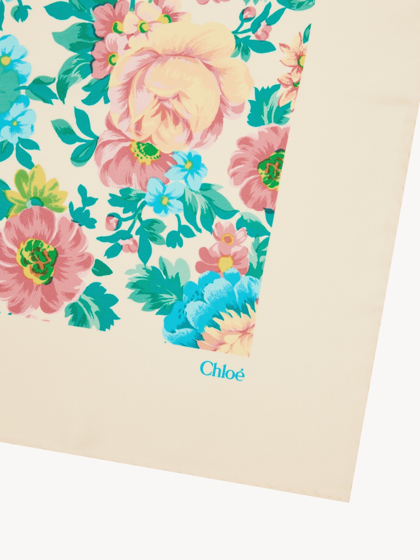 Foulard carré Chloé Peonies en twill de soie - 4