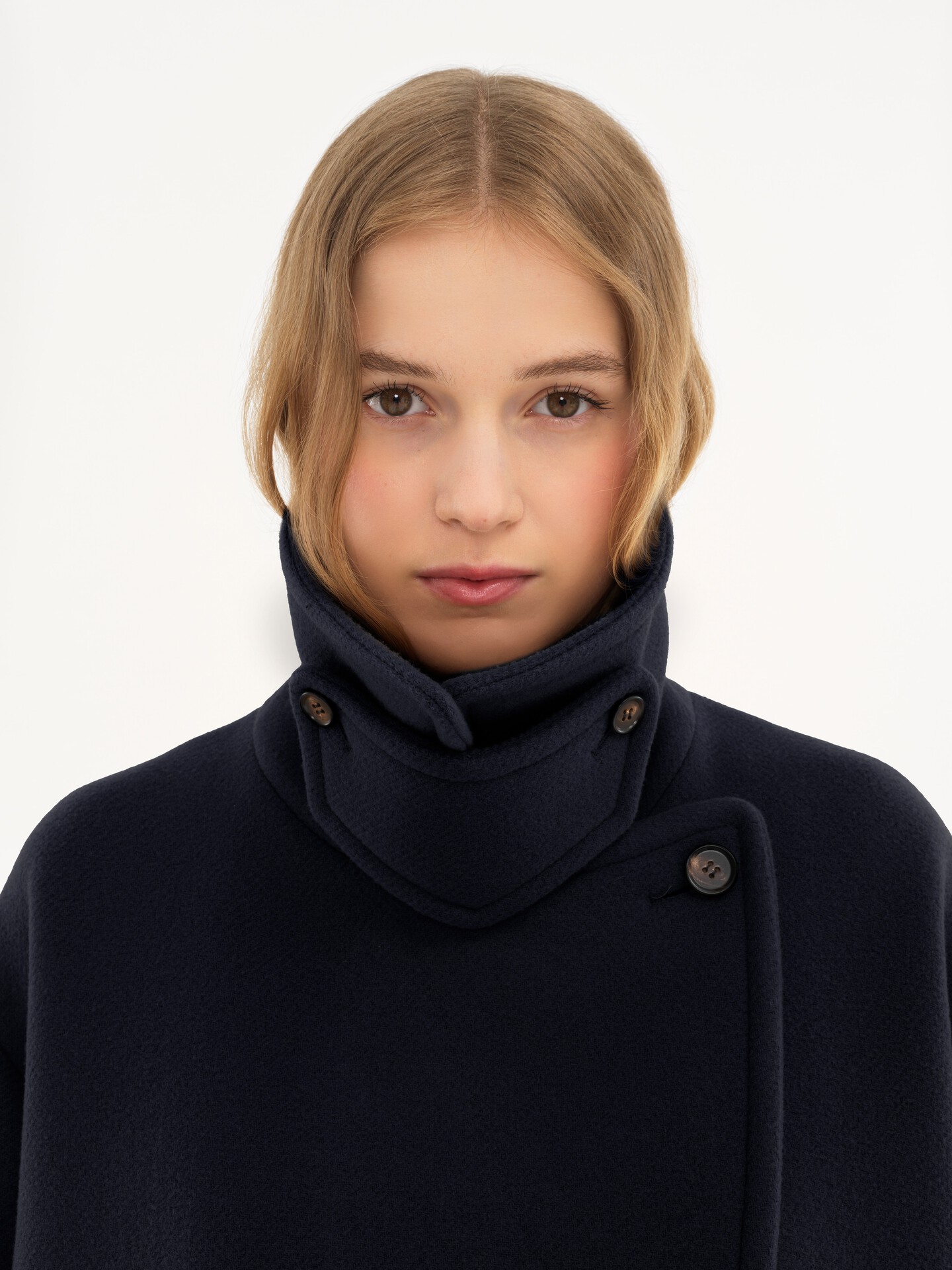 Oversized short coat in wool Iconic Navy - Chloé