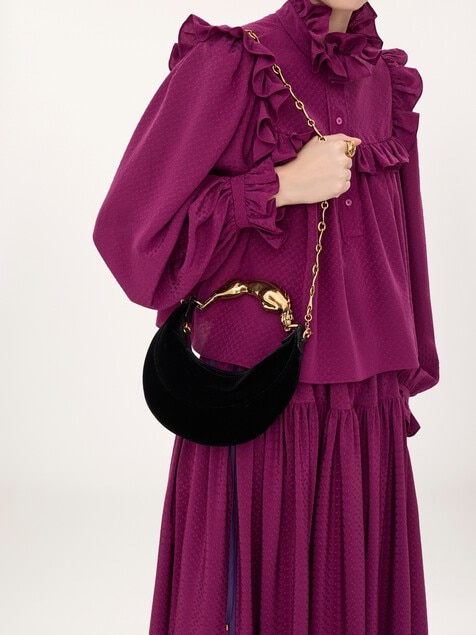Small Chain Horse shoulder bag in velvet