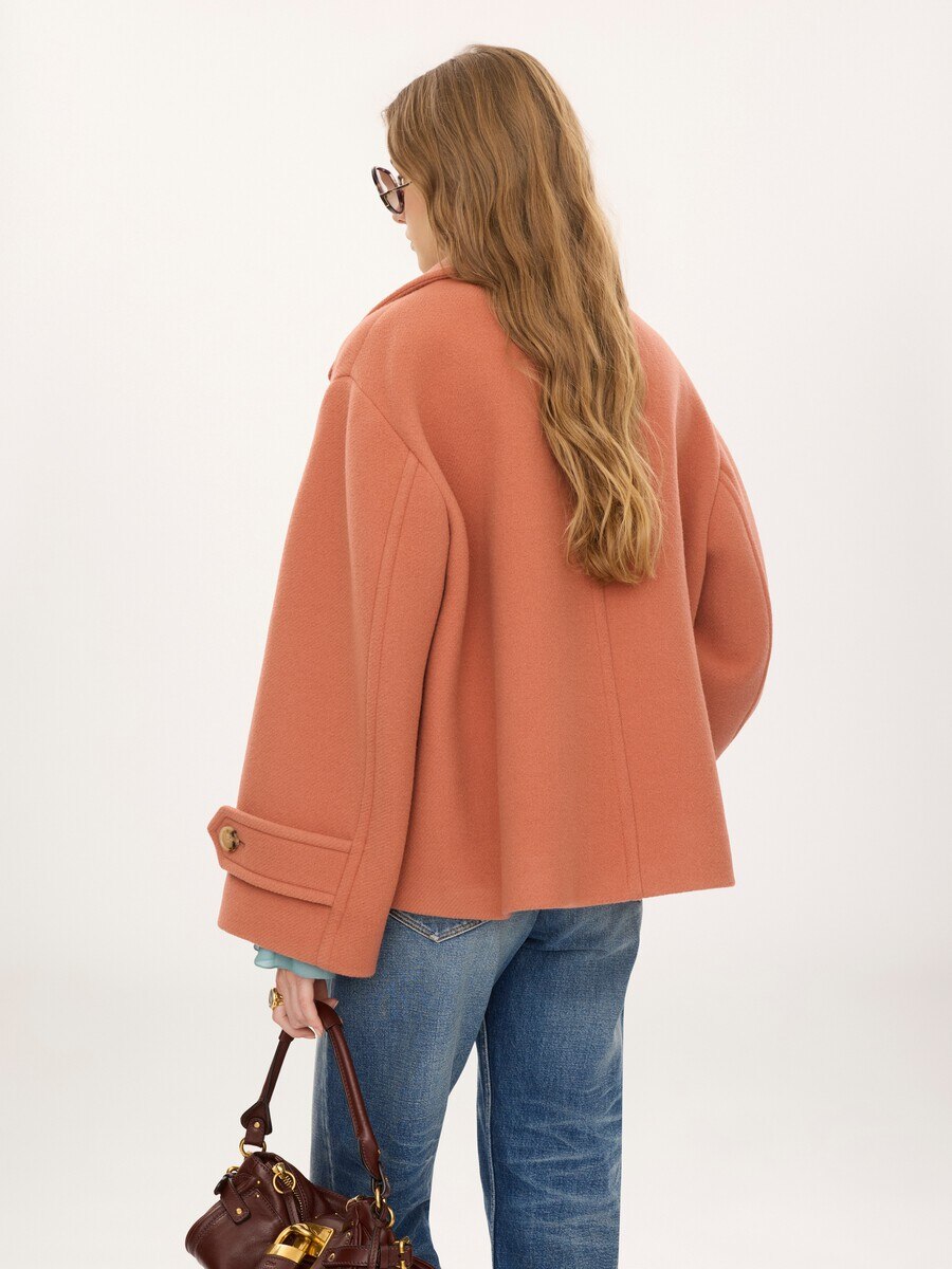 Oversized short coat in wool - 7