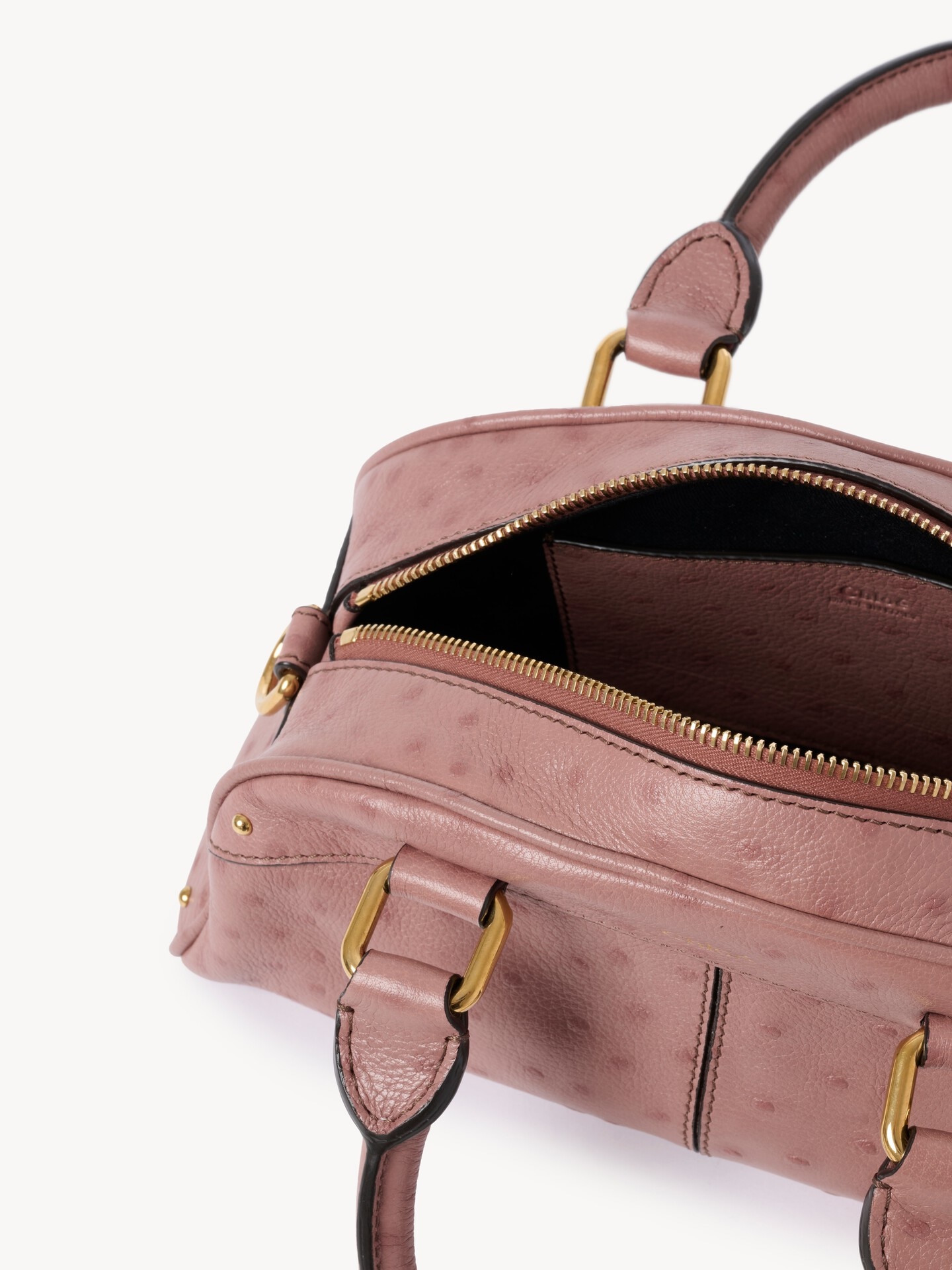 オーストリッチエフェクトレザー製Chlo&eacute;スモールボウリングバッグ - 6