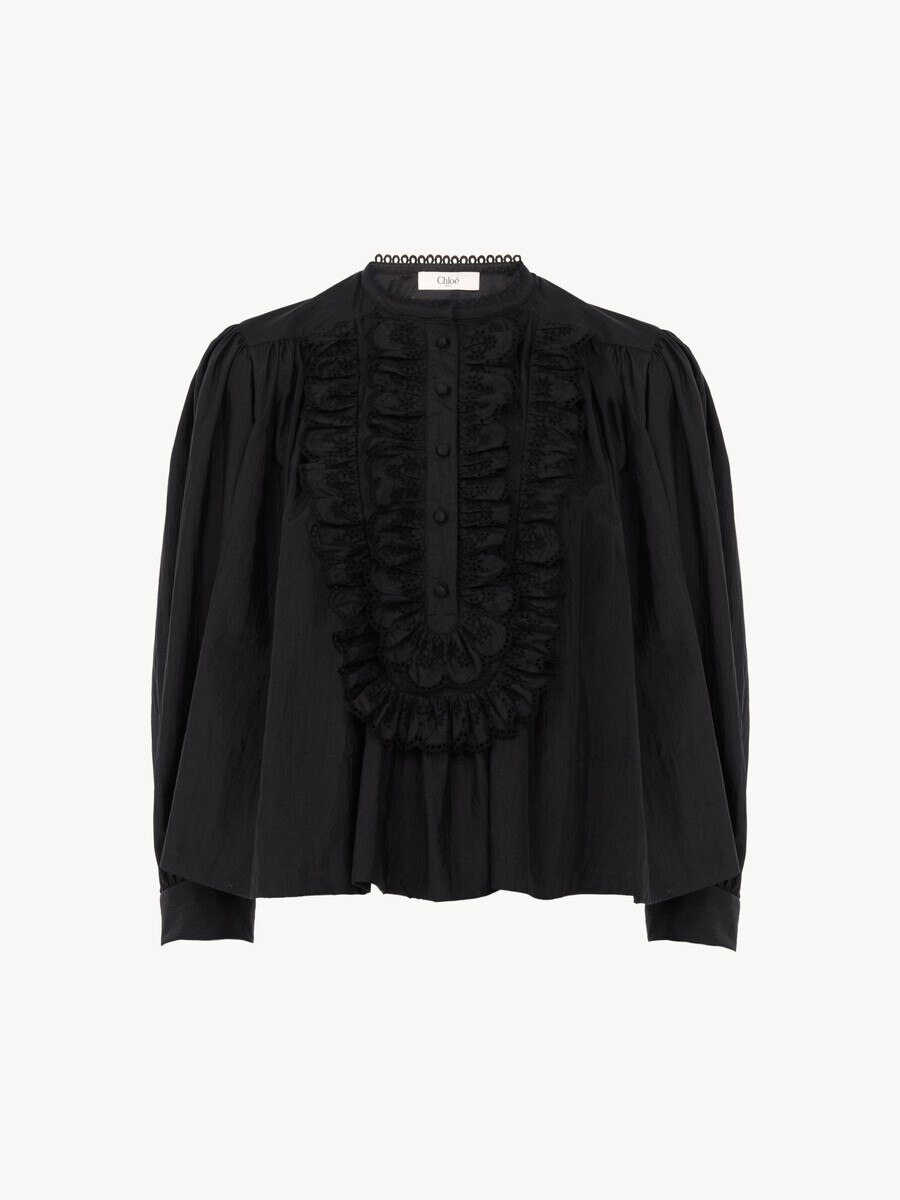 Gathered ruffled top in technical taffeta - 2