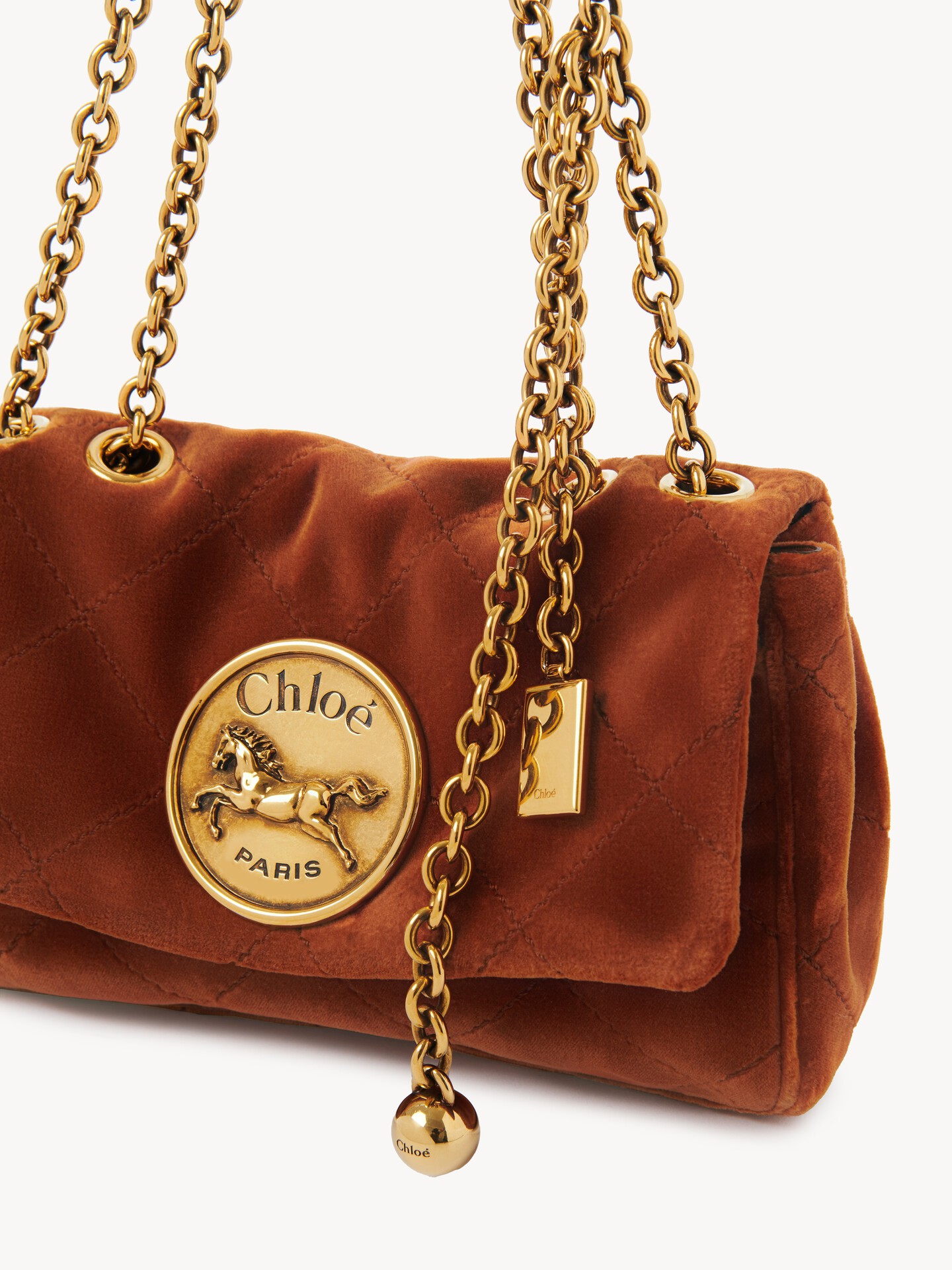 Small Chloé Heritage shoulder bag in velvet - 7