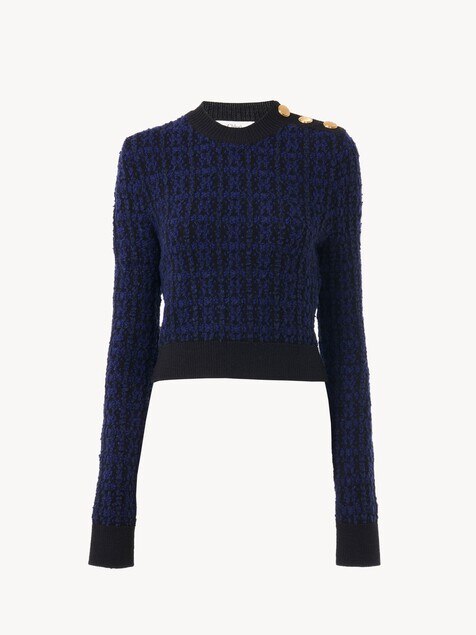 Boxy mock-neck jumper in a wool & silk knit