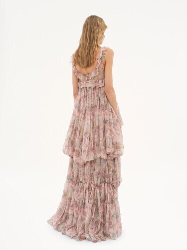 Vestido de volantes irregular de muselina de seda - 7