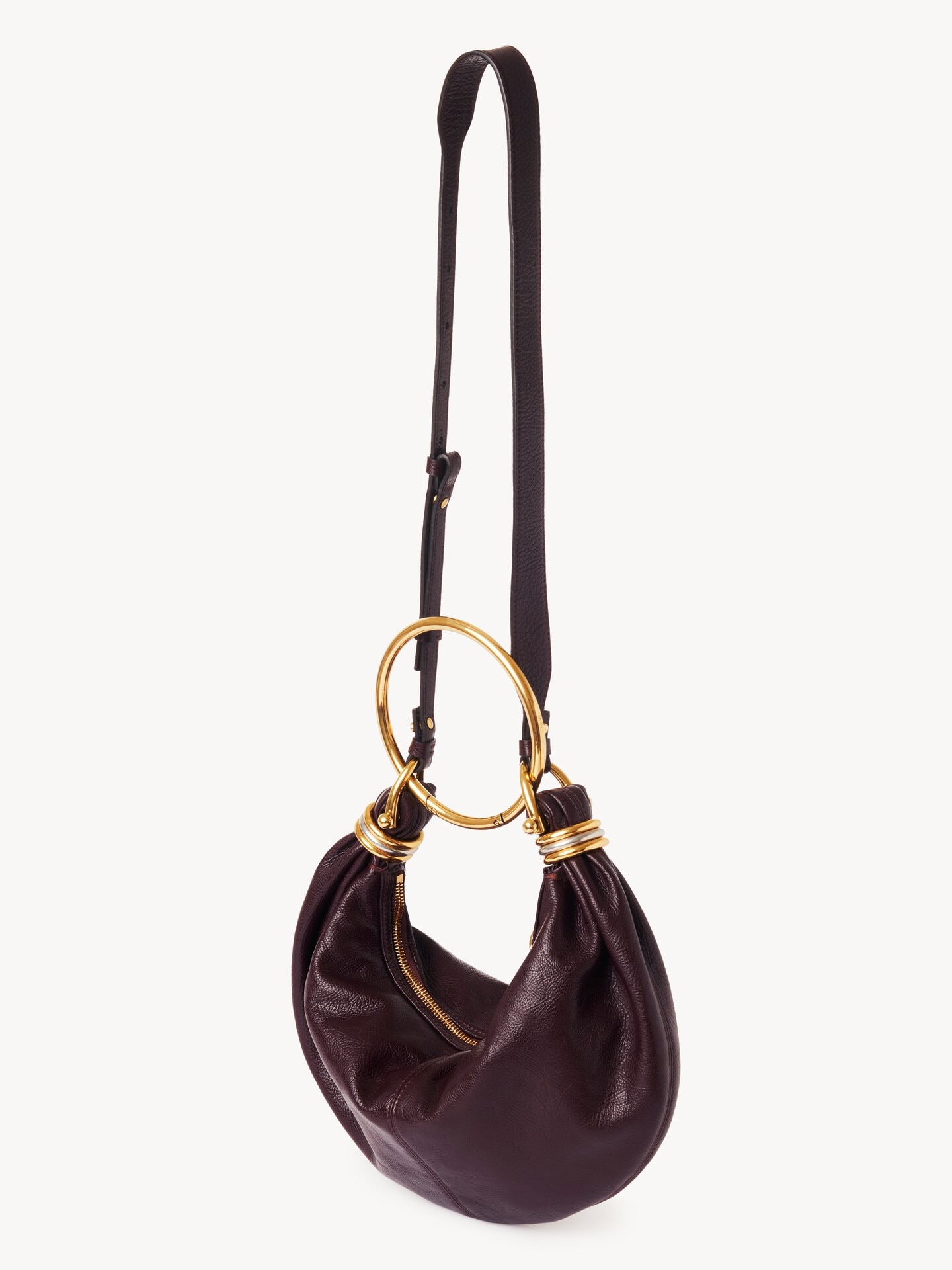 Small Bracelet hobo bag in grained leather - 3.0