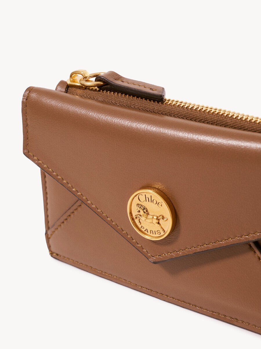 Petit porte-cartes et monnaie Envelope en cuir lisse et cuir velours - 6