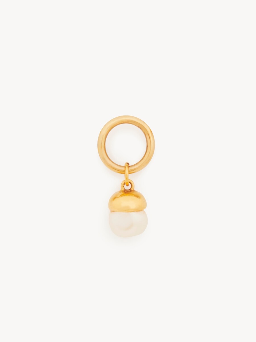 Alphabet pearl charm in pearl & brass - 2