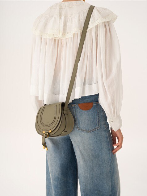 Small Marcie saddle bag in grained leather