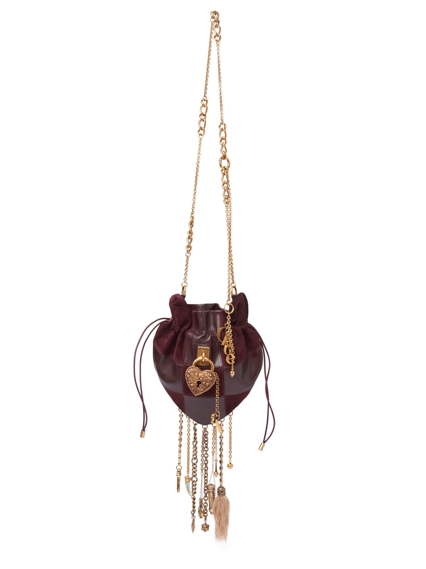 Château Treasures crossbody bag in grained & suede leather