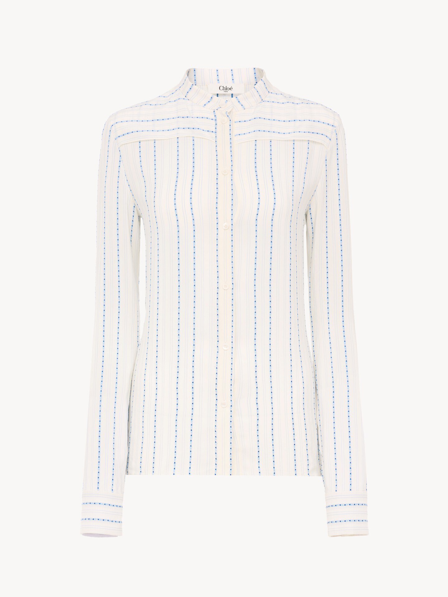 Fitted blouse in silk jacquard - 4.0