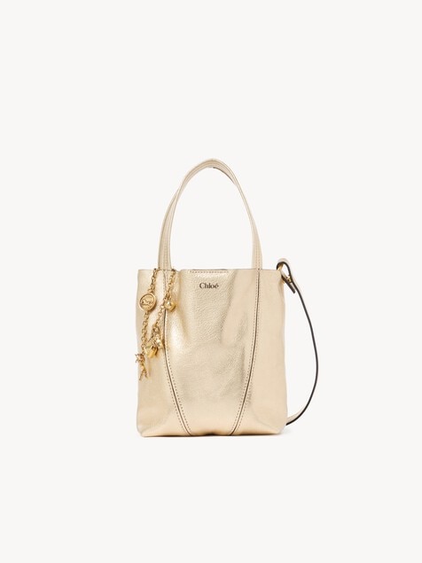 Small Chlo&eacute; Spin tote bag in metallized leather with horse charms