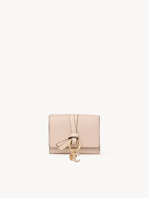 Mini Alphabet tri-fold in grained leather