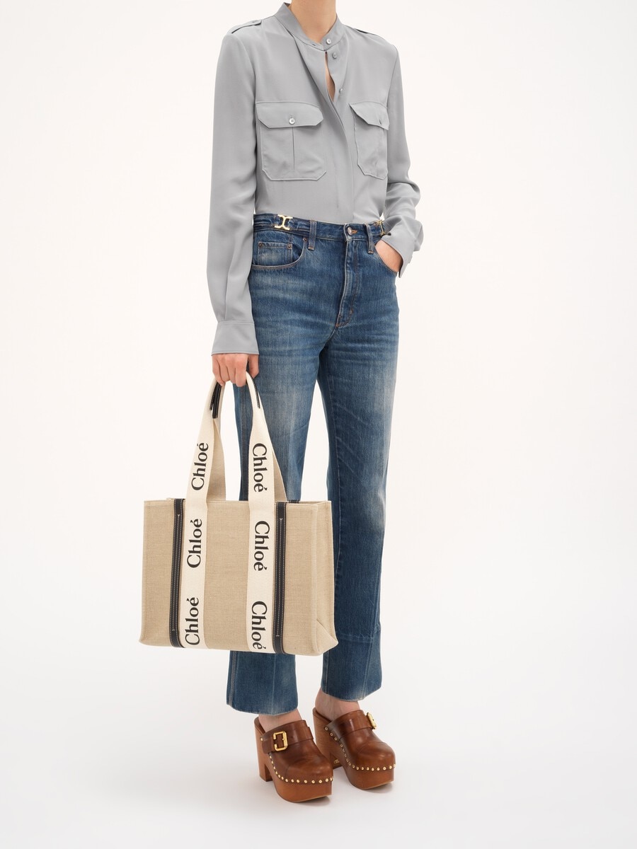 Bolso tote Woody de lino - 7