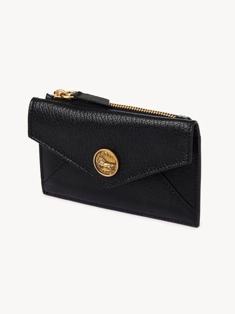 Petit porte-cartes et monnaie Envelope en cuir grain&eacute;