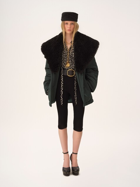 Short coat in technical satin