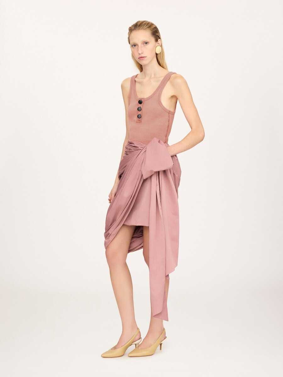 Fitted Henley tank top in cotton jersey - 2