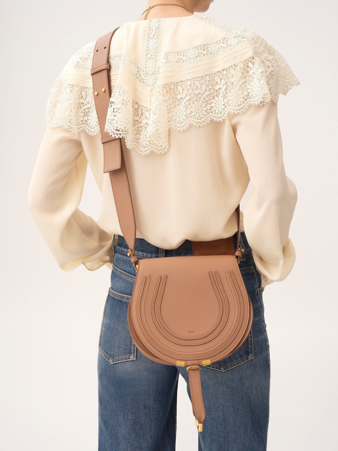 Marcie saddle bag in grained leather - 2.0