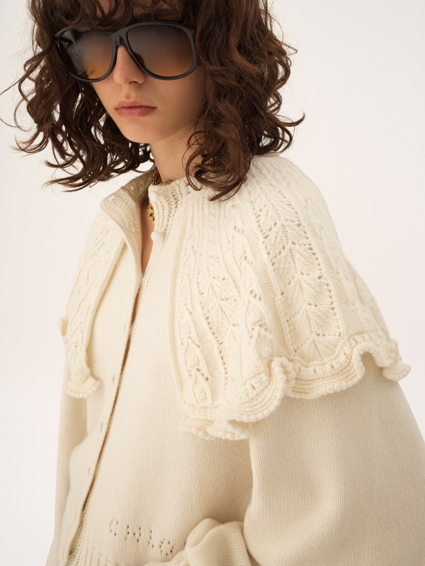 Cape cardigan in a wool & cashmere knit - 6