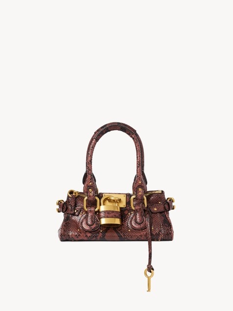 Small Paddington bag in python-effect leather