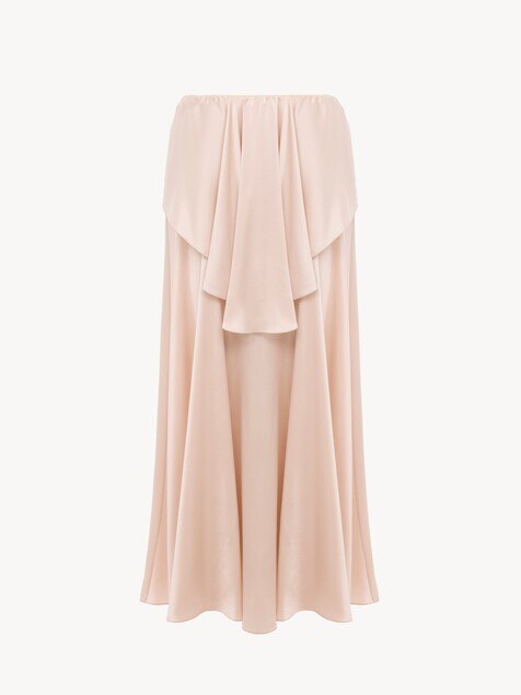 Fluid layered midi skirt in washed silk satin