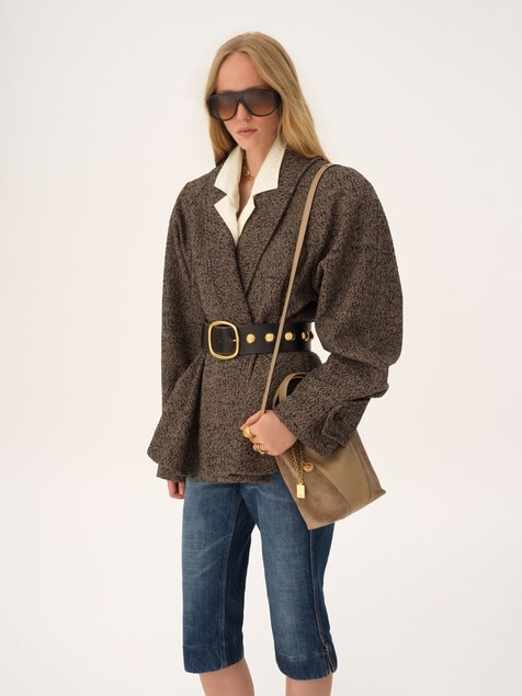 Small Chlo&eacute; Spin tote bag in grained & suede leather