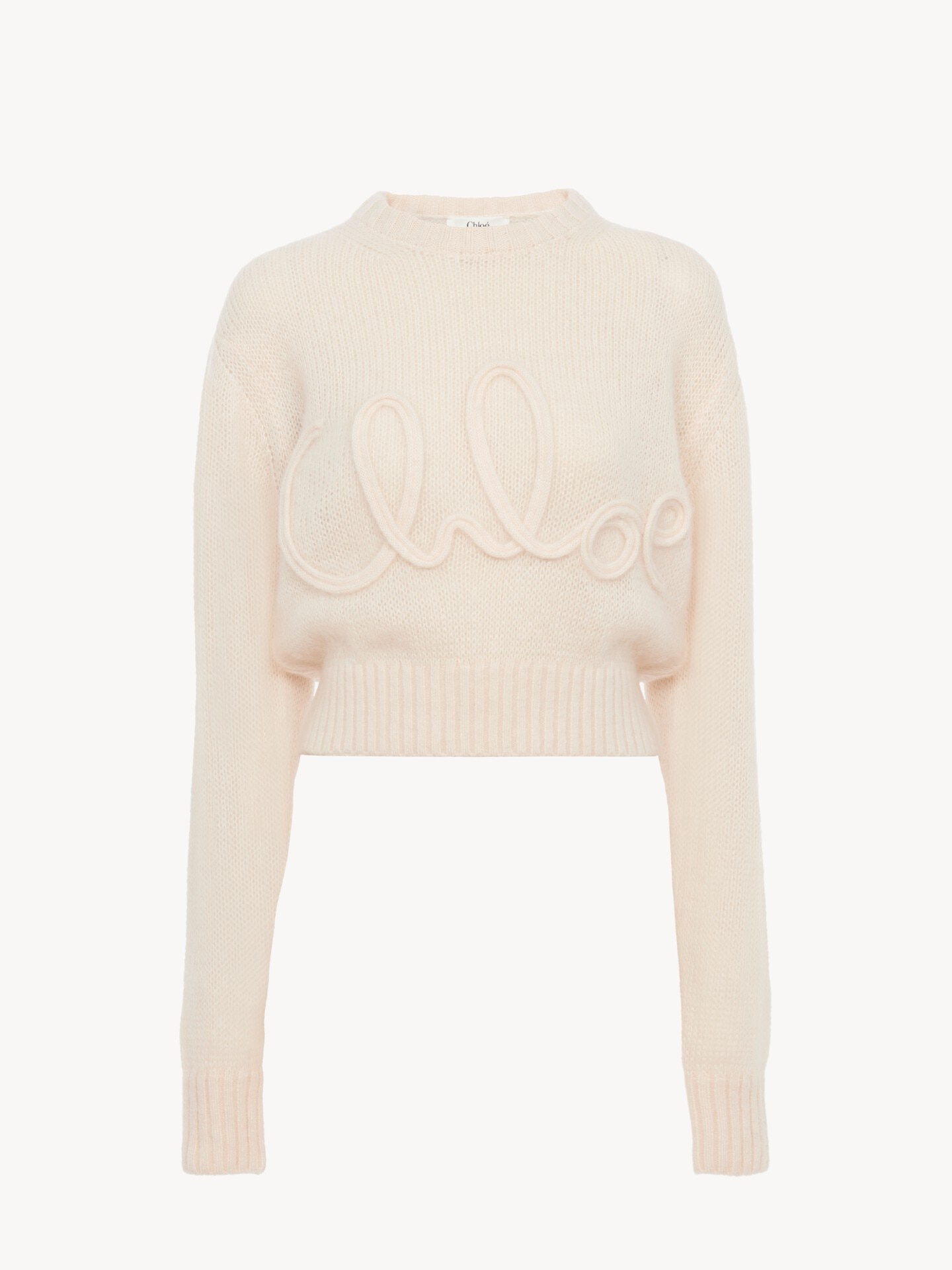 Pull en maille de laine alpaga et soie &agrave; logo - 1