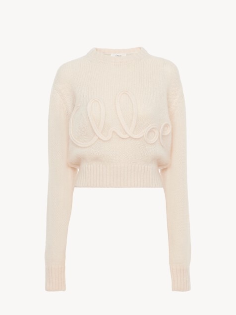 Logo sweater in alpaca wool & silk knit