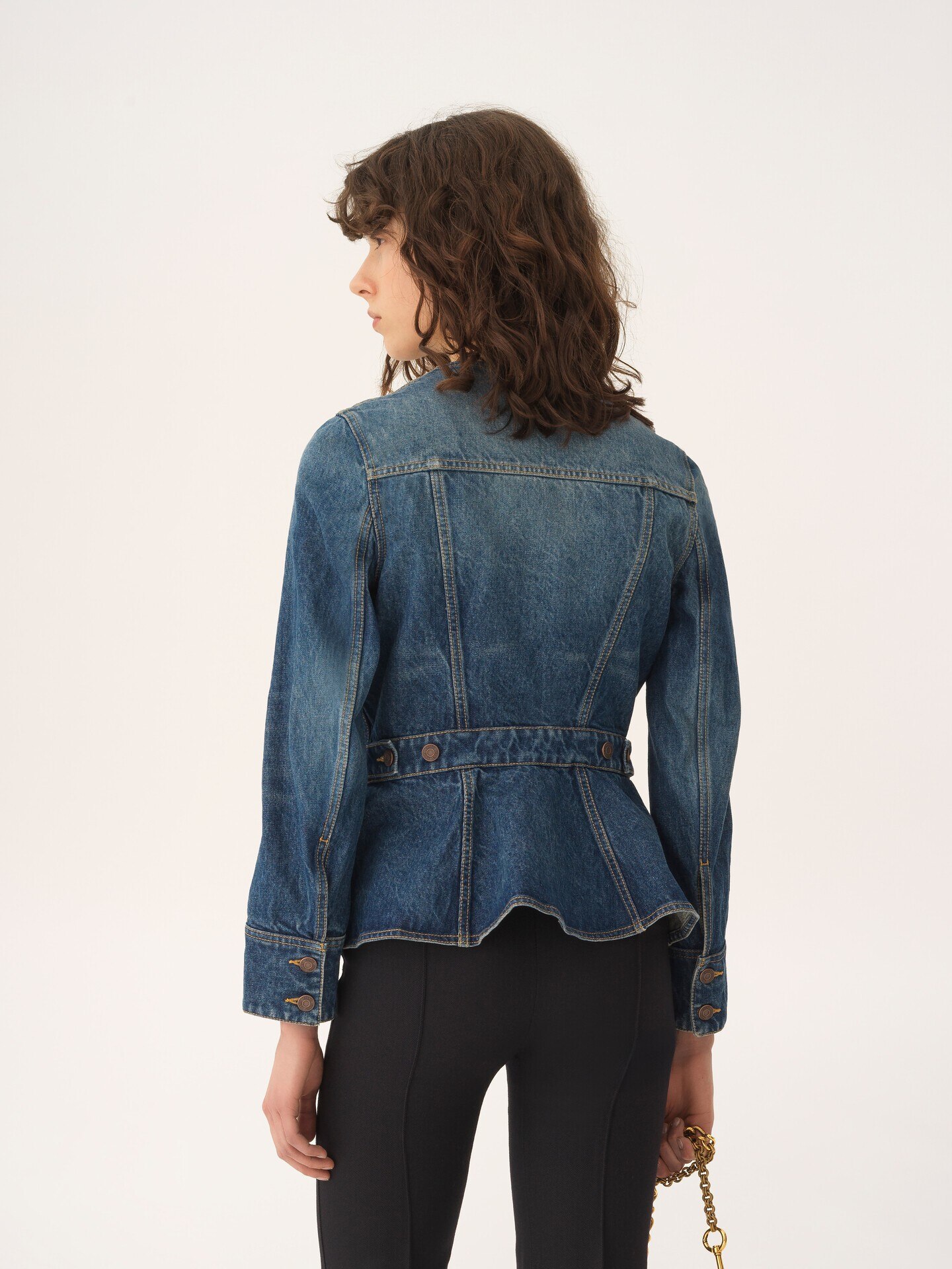 Peplum riding jacket in denim - 6