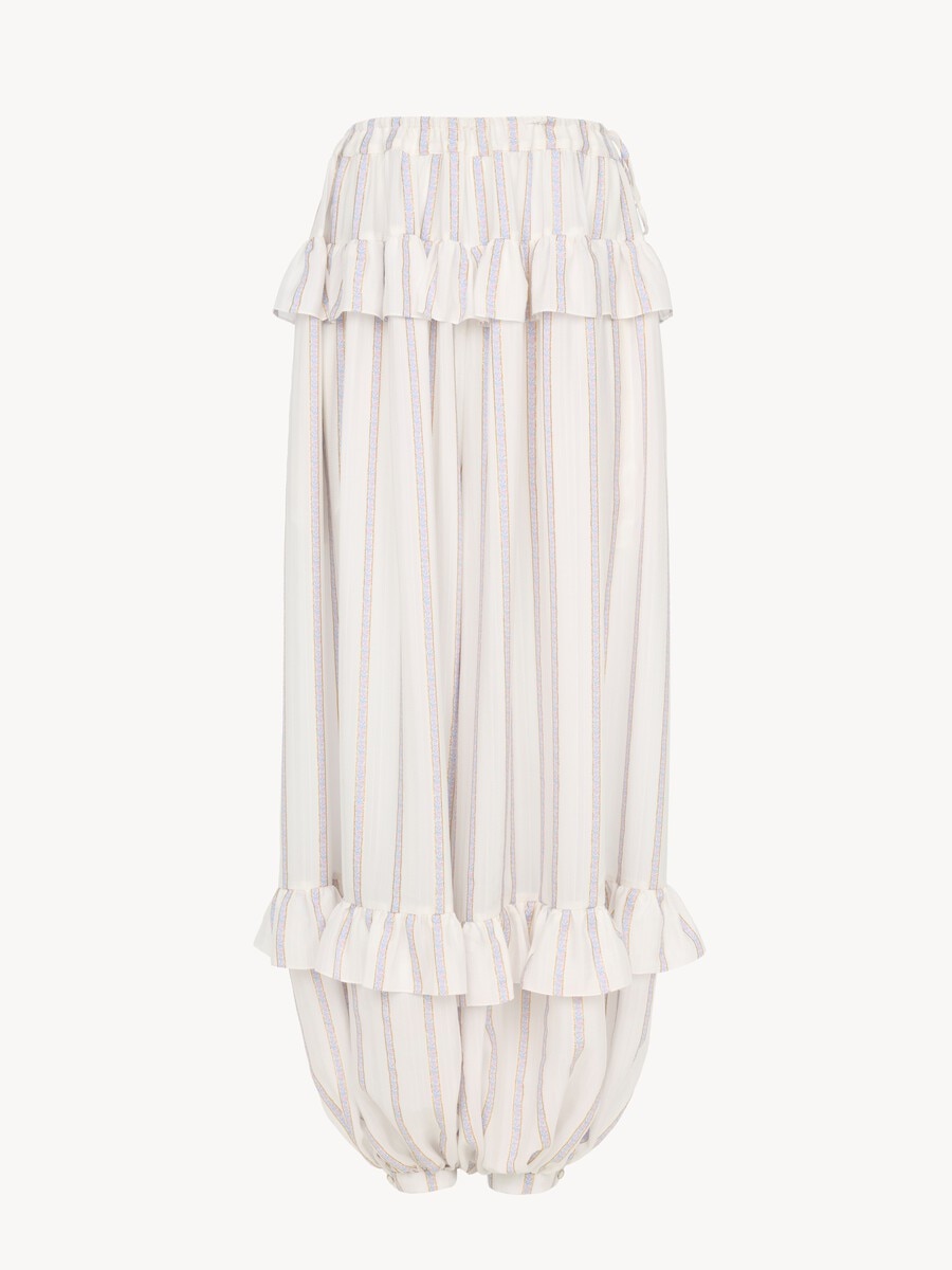Fluid ruffled trousers in silk lurex jacquard - 2