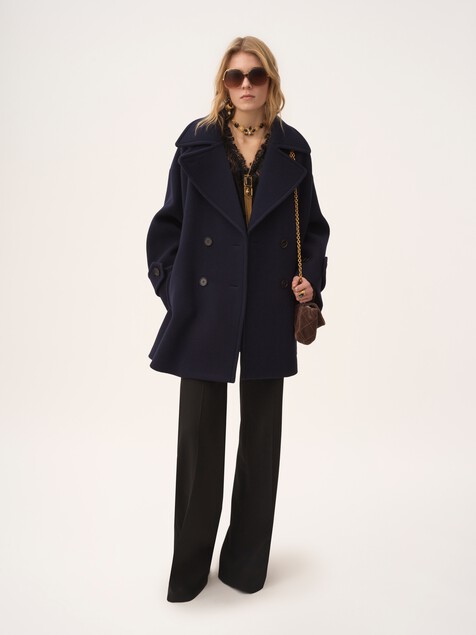 Manteau oversize crois&eacute; en laine