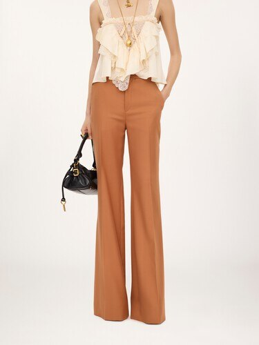 High-rise flared trousers in wool gabardine - 4