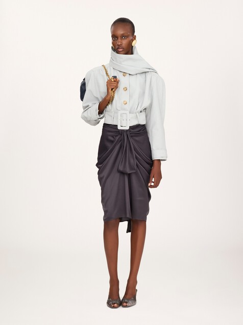 Cropped-Schaljacke aus Leinen-Baumwoll-Mix