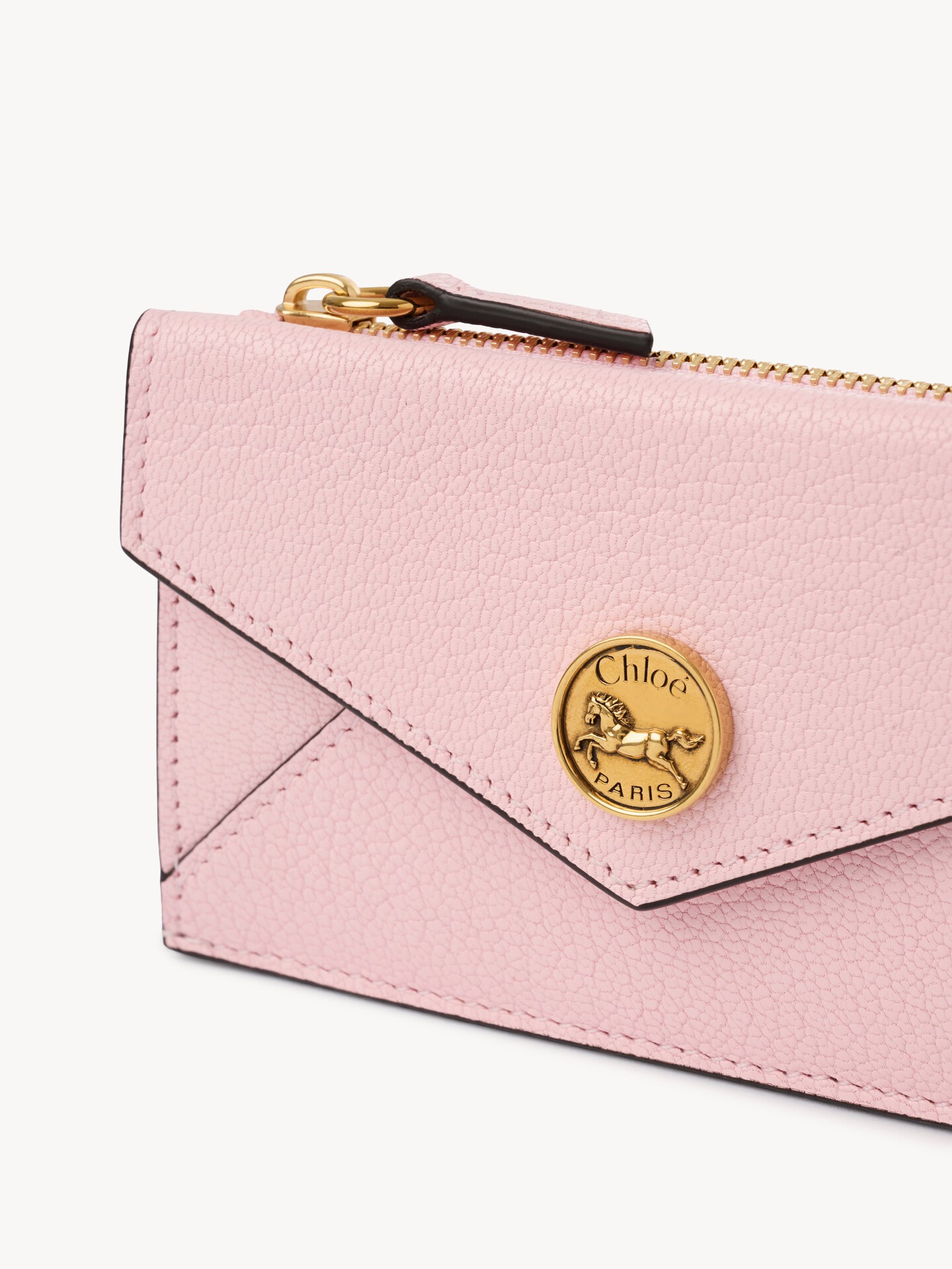 Small Envelope purse with card slots in grained leather - 5.0