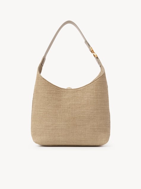 Small Marcie hobo bag in raffia-effect fibers