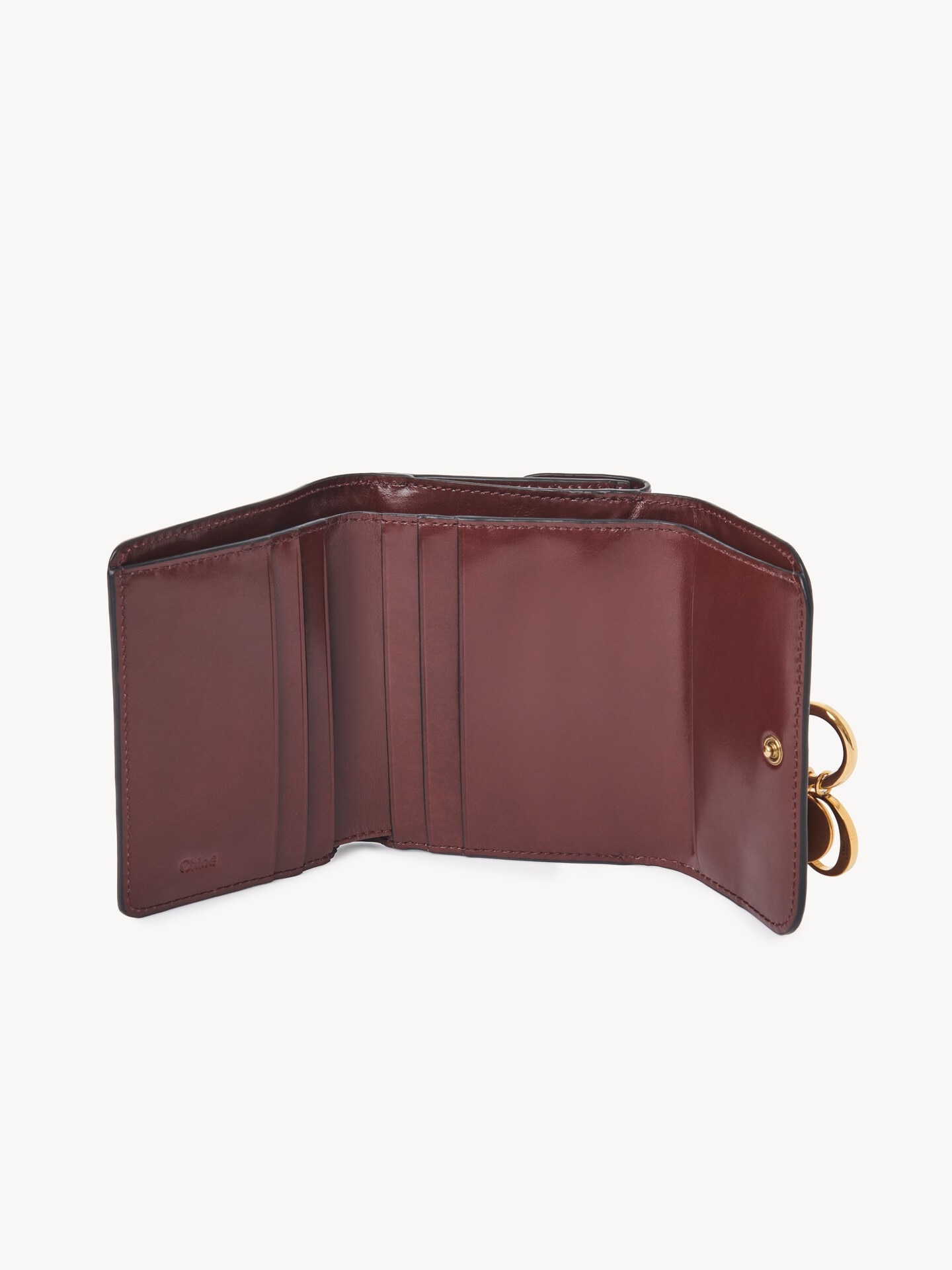 シャイニーレザー製Alphabetスモールトリフォールド 茶色 - Chloé