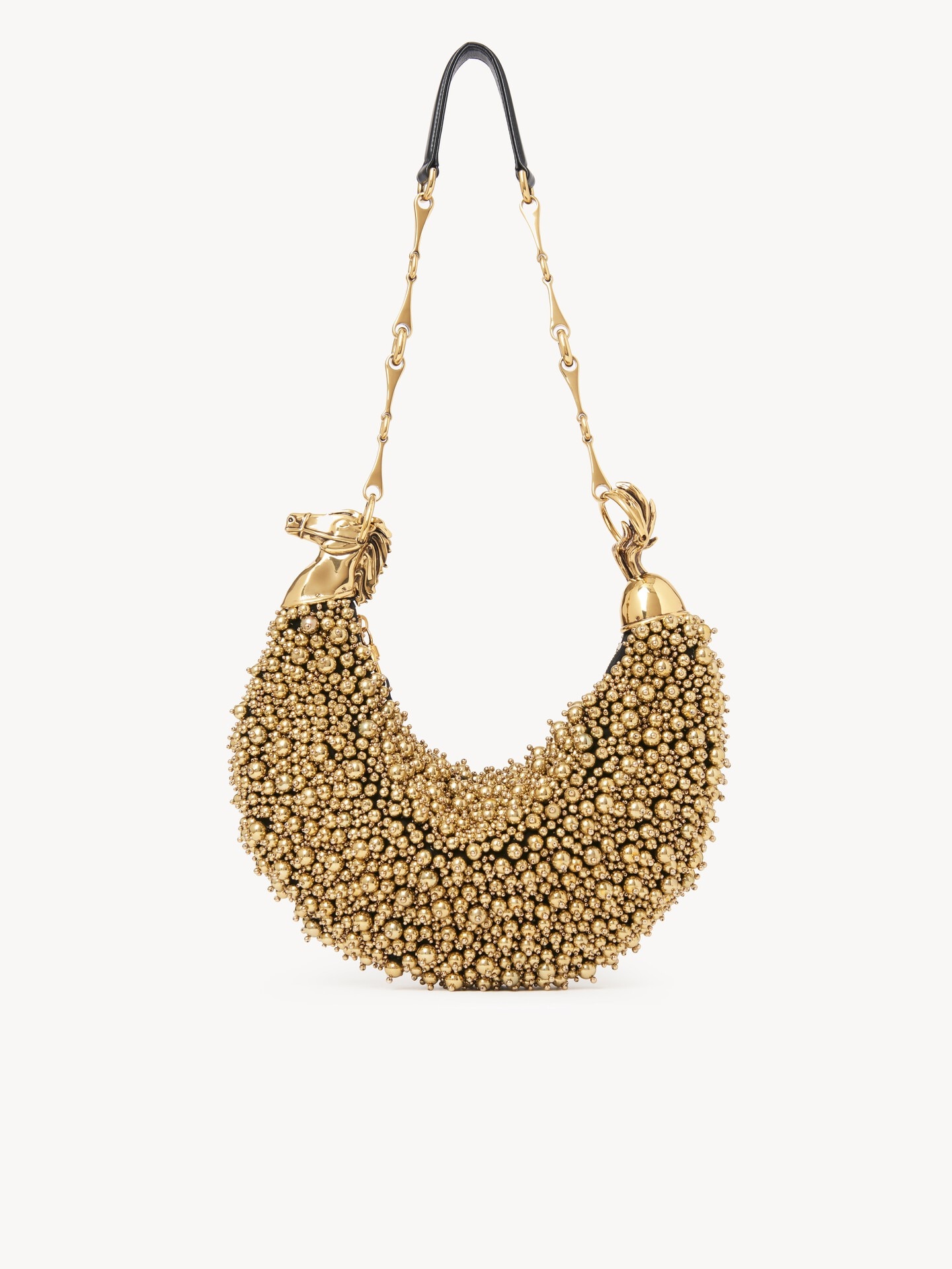Chain Horse shoulder bag in beaded suede leather - 2
