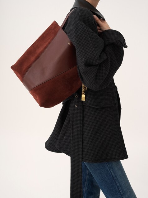 Chlo&eacute; Spin tote bag in grained & suede leather